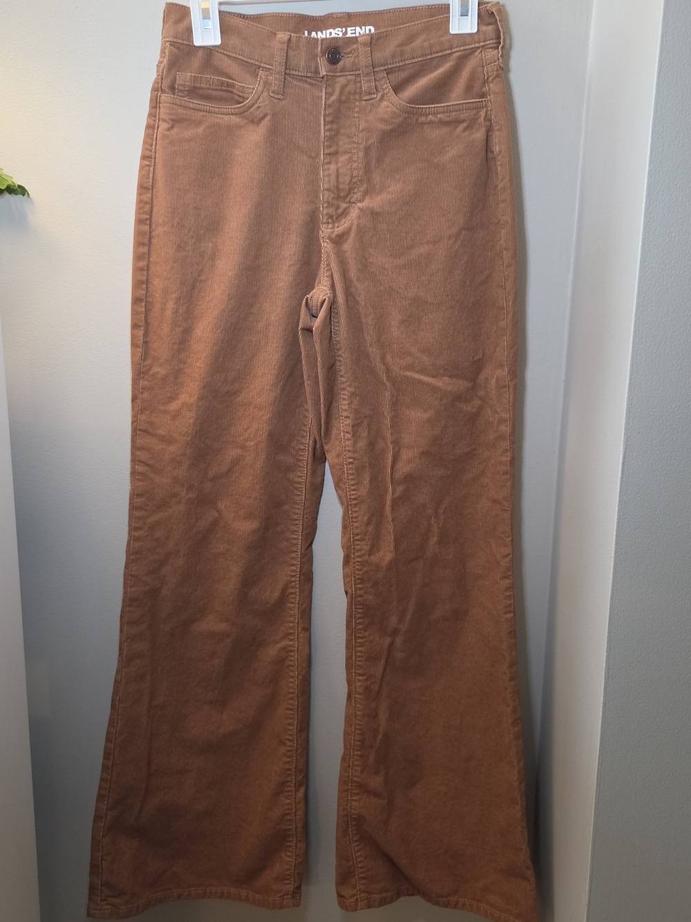 Lands' End Women's High Rise Rust Brown Flare Leg Corduroy Jeans Size 2